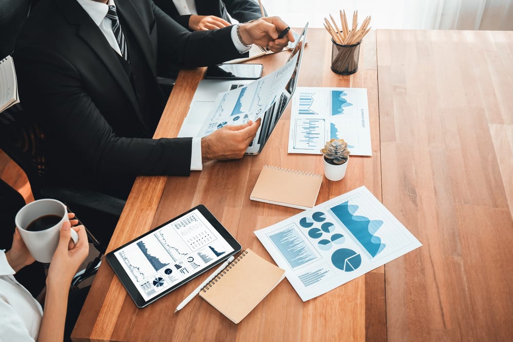 Marketing team analysing strategy and performance