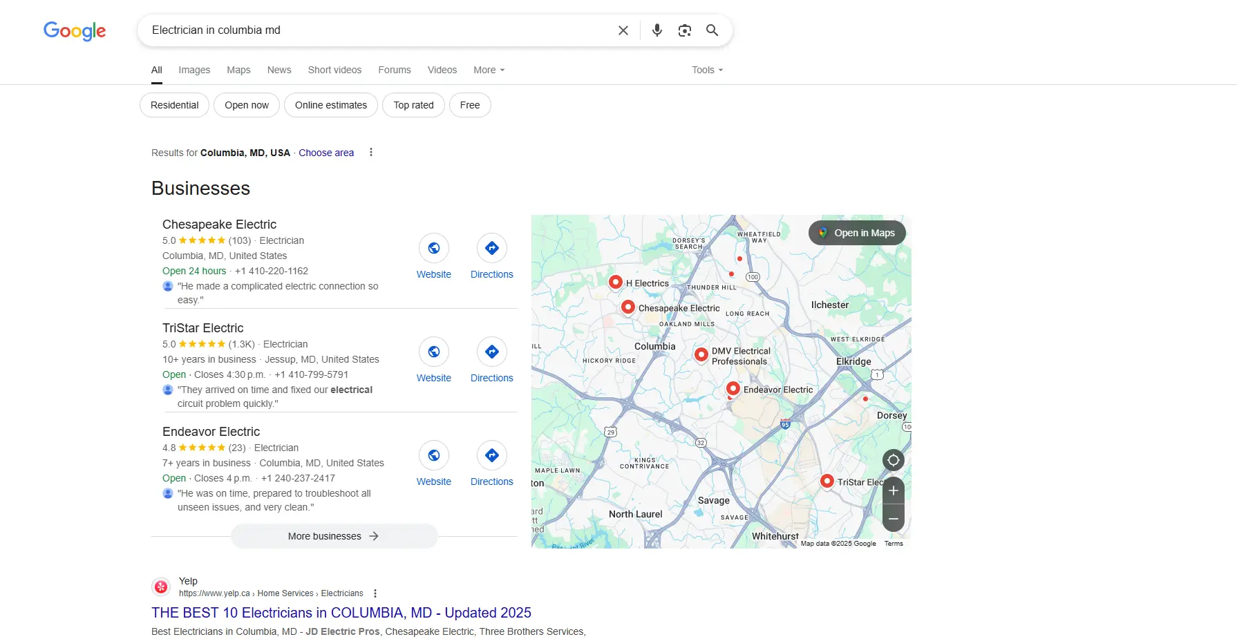 Electrician in Columbia Maryland